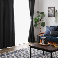 洗える遮光カーテン 4枚セット(ドレープ2枚・レース2枚) 幅100cm ブラック