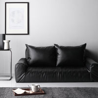 日本製 フロアソファ(2人掛け)レザー ブラック