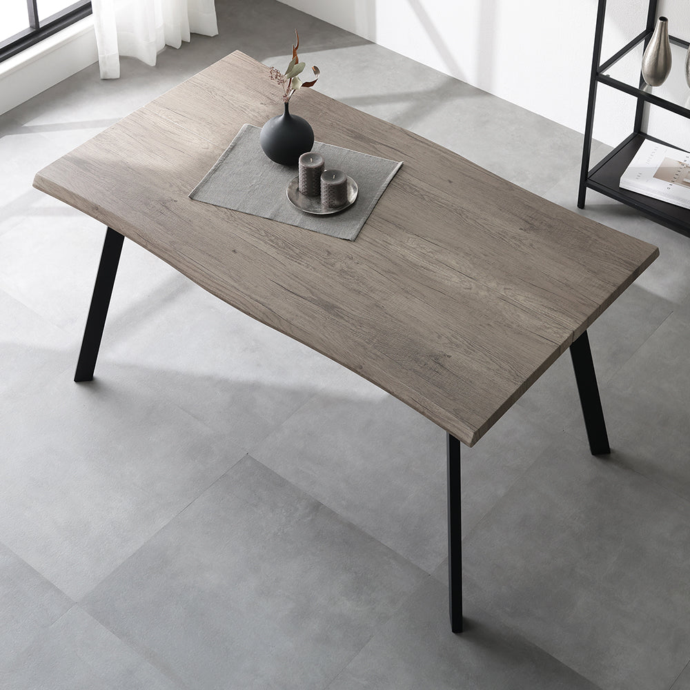 一枚板風ダイニングテーブル単品 (幅140cm) 『Varden ヴァーデン』 グレージュ
