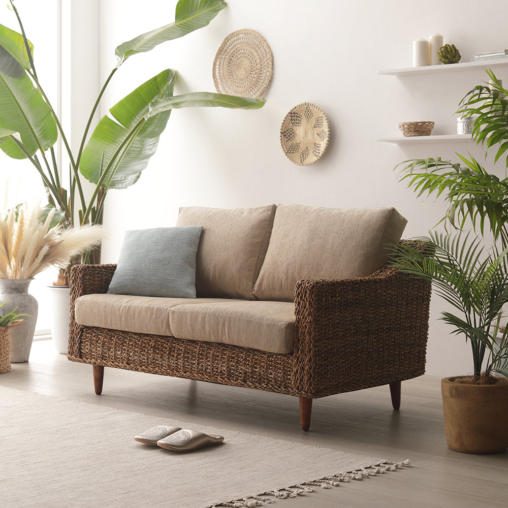 天然素材リゾートソファ(アバカ)2人掛け・ベージュ