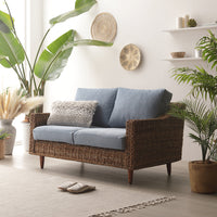 天然素材リゾートソファ(アバカ)2人掛け スカイブルー