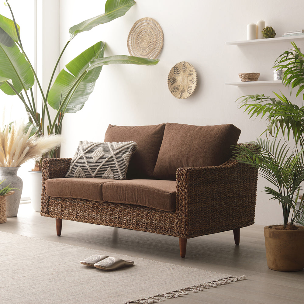 天然素材リゾートソファ(アバカ)2人掛け・ブラウン