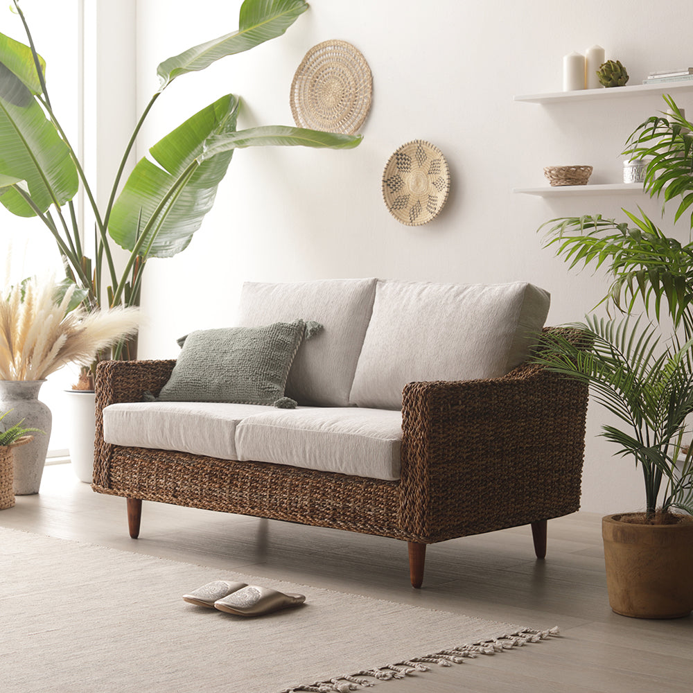 天然素材リゾートソファ(アバカ)2人掛け・スノーホワイト