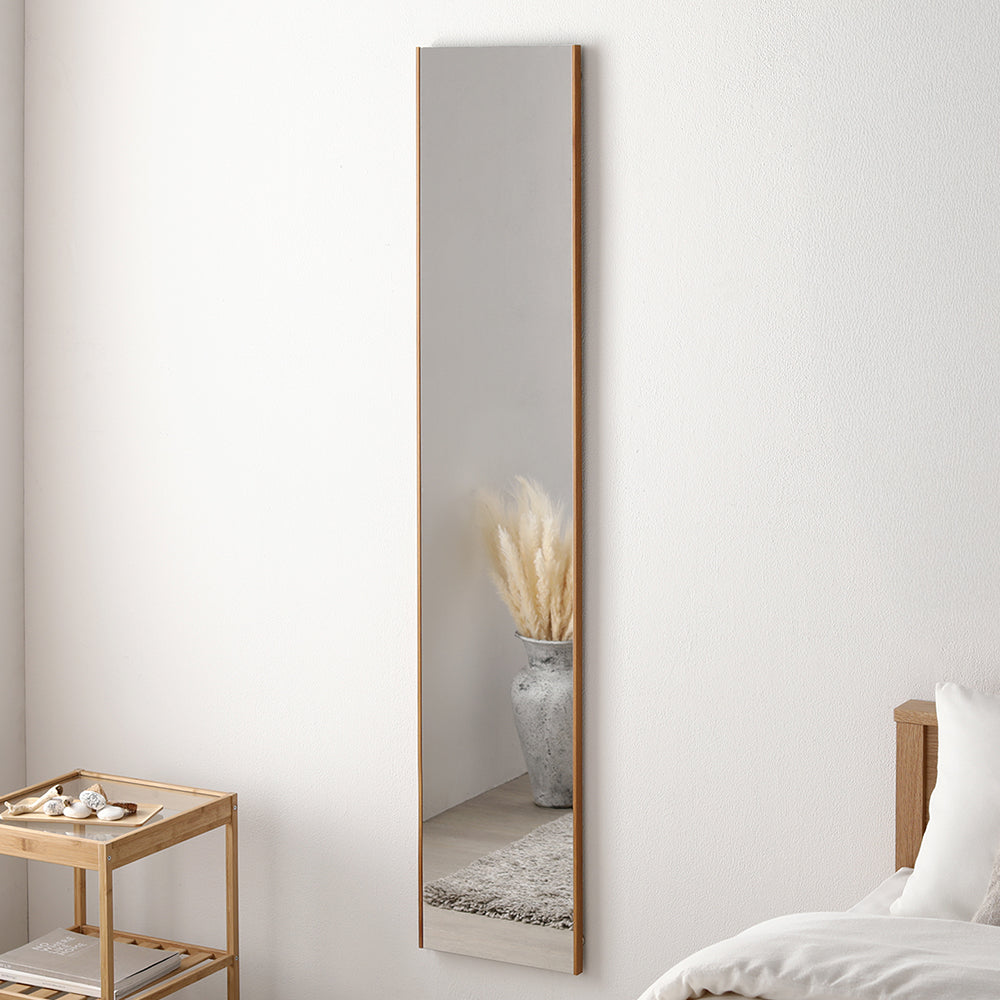 割れないミラー 『Lufra ルフラ』 30×150cm ナチュラル(木目調)