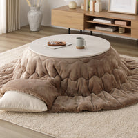 円形こたつ 2点セット 円80cm テーブル ホワイトウォッシュ/ナチュラル + 掛け布団 ベージュ