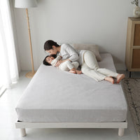 コットン100%ふっくらタオル防水ボックスシーツ『unwetta アンウェッタ』単品 セミシングル~キングサイズ ライトグレー