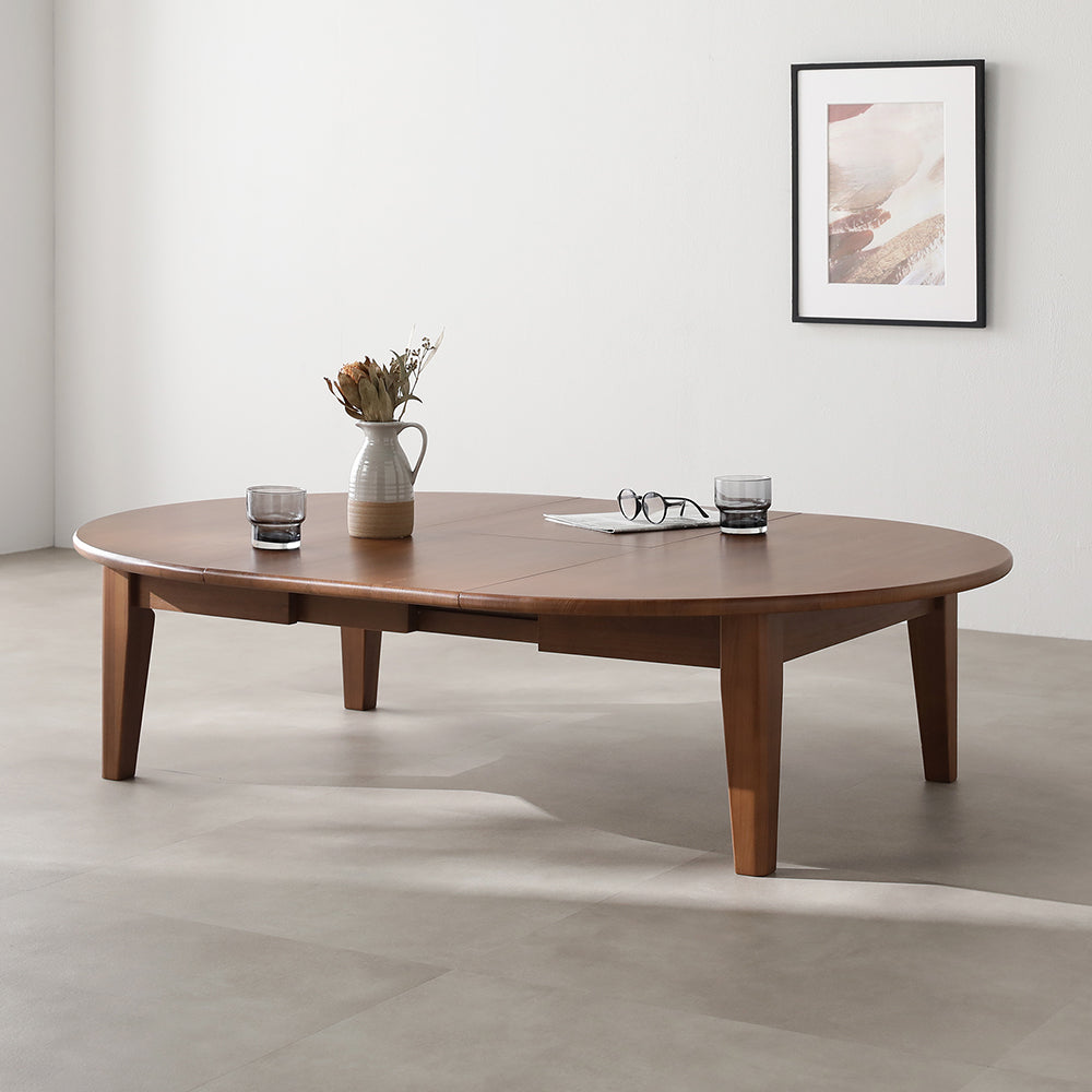 オーバルエクステンションテーブル 『Elden エルデン』 高さ約35cm ブラウン