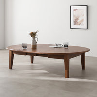 オーバルエクステンションテーブル 『Elden エルデン』 高さ約35cm ブラウン