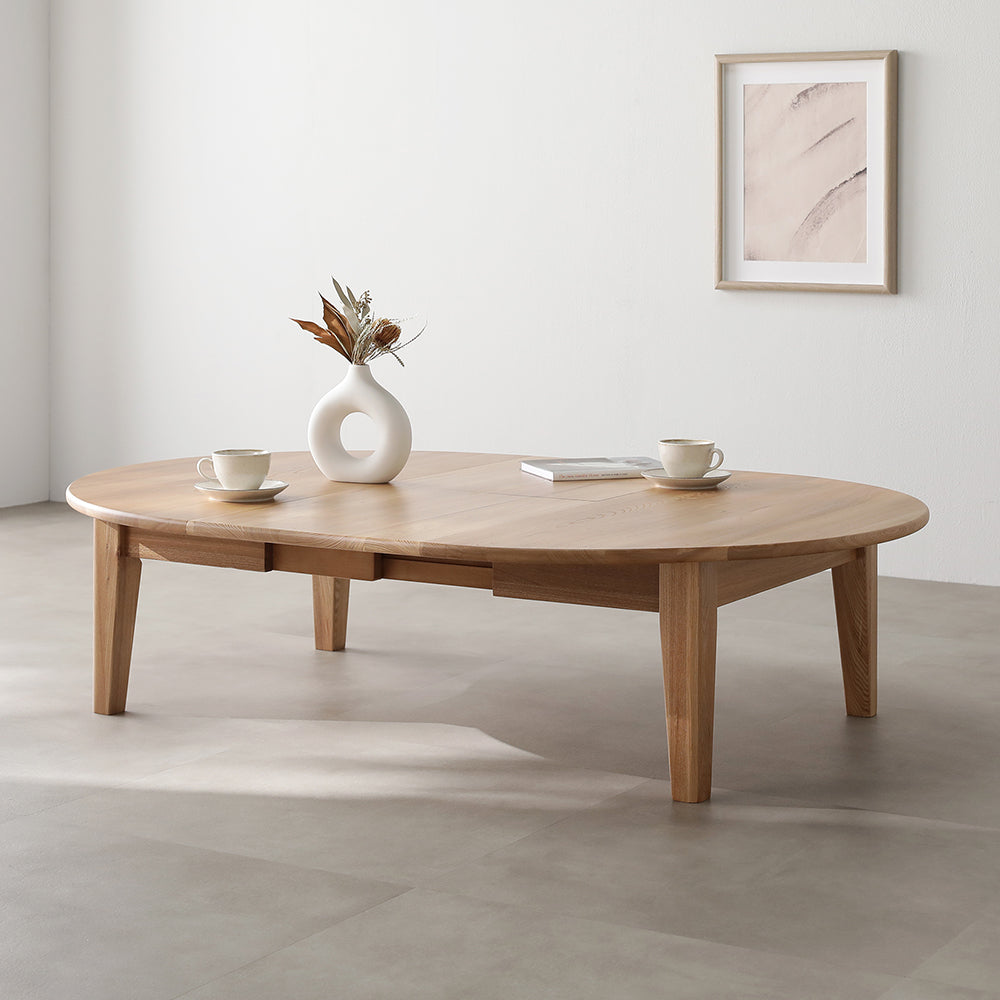 オーバルエクステンションテーブル 『Elden エルデン』 高さ約35cm ナチュラル