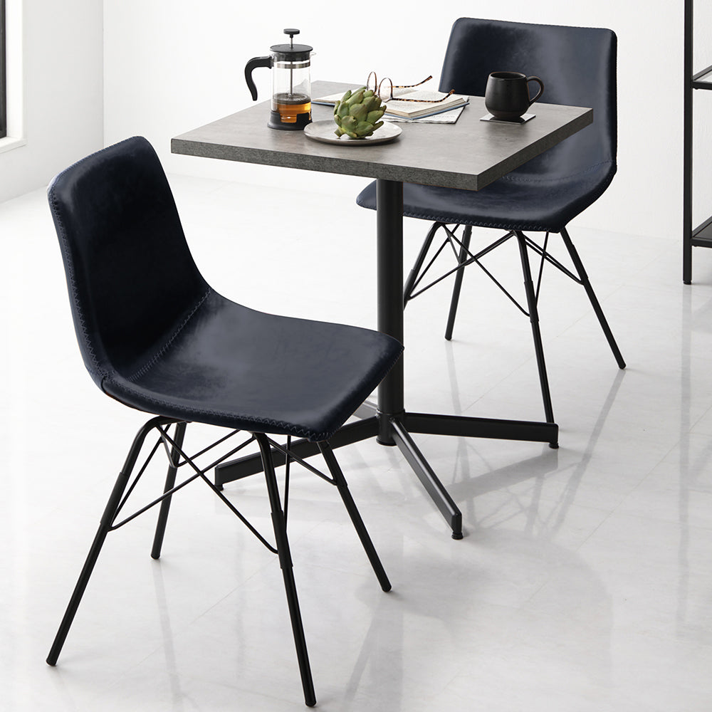 3点セット【テーブル(ストーングレー)+回転タイプ チェア2脚(ネイビー)】