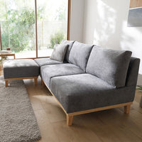 アームレスソファ 『REAGLE リーグル』 3人掛けソファ+オットマンセット グレー