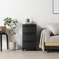 シンプルデザインチェスト プラスチック製 日本製 スリムタイプ 3段 ダークグレー