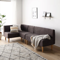 ダイニングソファ 日本製 コーナーソファ3点セット(左コーナー+2人掛け+1人掛け) コーデュロイチャコールグレー