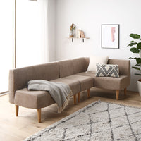 ダイニングソファ 日本製 コーナーソファ3点セット(右コーナー+2人掛け+1人掛け) コーデュロイベージュ