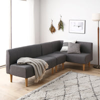 ダイニングソファ 日本製 コーナーソファ3点セット(右コーナー+2人掛け+1人掛け) アッシュグレー