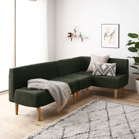 ダイニングソファ 日本製 コーナーソファ3点セット(右コーナー+2人掛け+1人掛け) コーデュロイモスグリーン