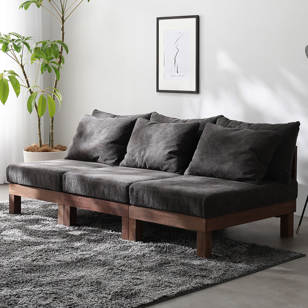 あぐらがかけるユニットソファ『Sven スヴェン』3人掛けソファ単品 チャコールブラウン