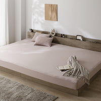 のびのび寝具セット 素材(すべすべニット) 『Palmoa パルモア』 ボックスシーツ+枕カバー ファミリーサイズ モカグレージュ