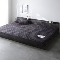 ファミリーサイズ あったかフランネル 寝具セット『toromofu トロモフ』ボックスシーツ+枕カバー チャコールグレー