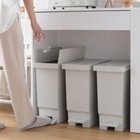 【日本製】省スペース開閉 バタフライオープンごみ箱 ペダル式 32L 3個組 ライトグレー