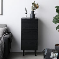 脚付きチェスト 『Stova ストーヴァ』 異素材MIX 大容量 スリム3段 幅40cm ブラック