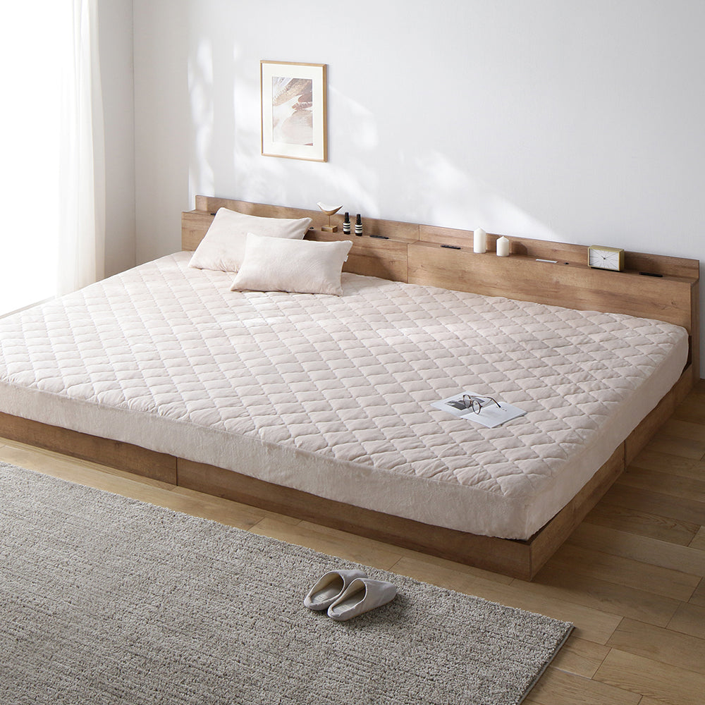 ファミリーサイズ あったかフランネル 寝具セット『toromofu トロモフ』ボックスシーツ+枕カバー ベージュ