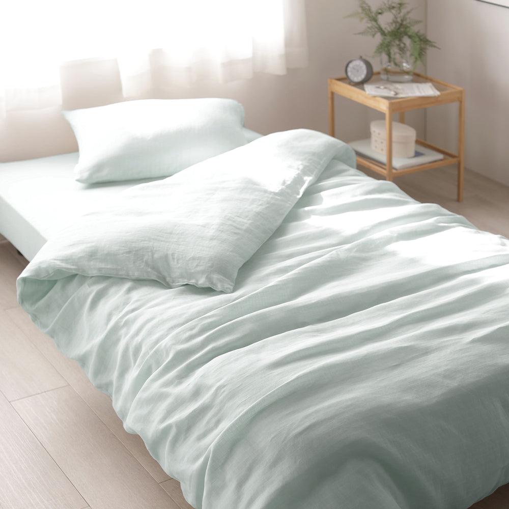 ふんわり ダブルガーゼ 抗菌防臭加工 綿100% マットレス用3点セット シングル・ミントグリーン