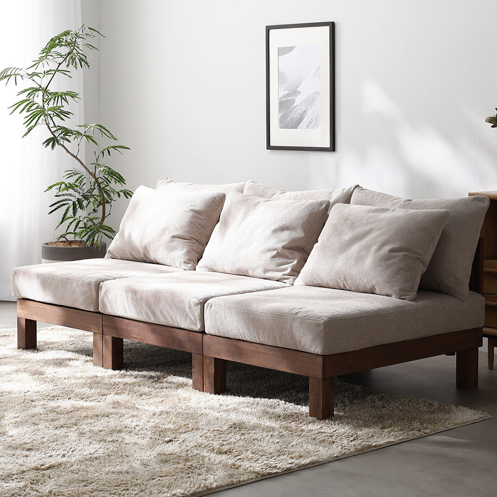 あぐらがかけるユニットソファ『Sven スヴェン』3人掛けソファ単品 アイボリー