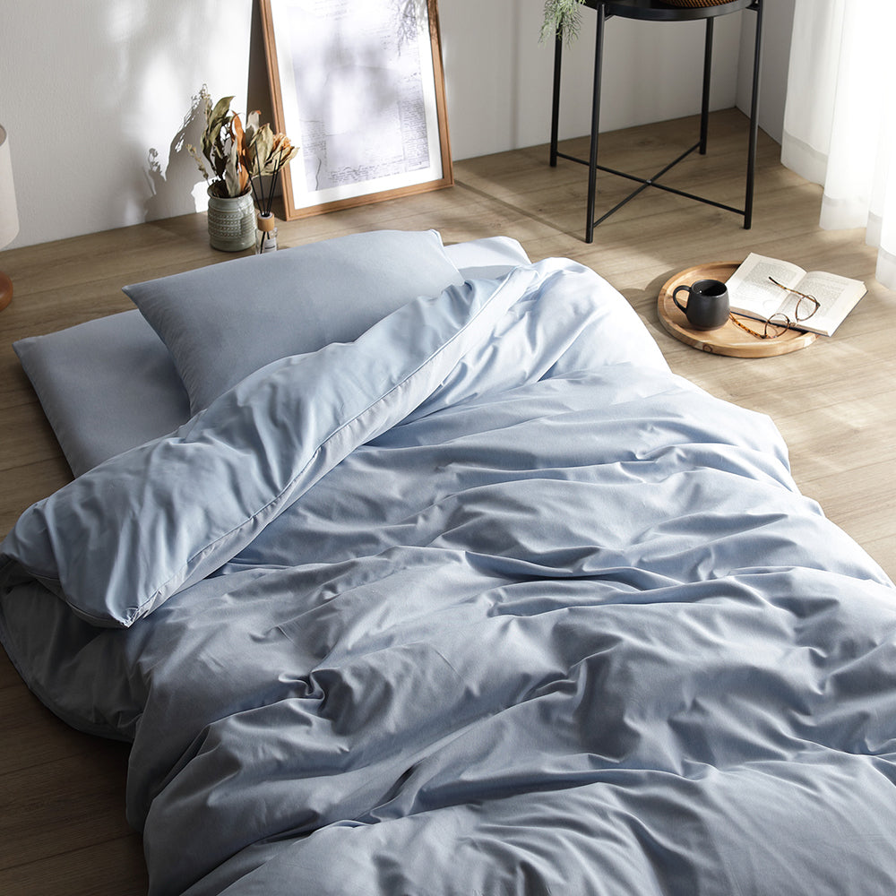 なめらかピーチスキン速乾 敷き布団用カバー 3点セット シングル ライトインディゴ