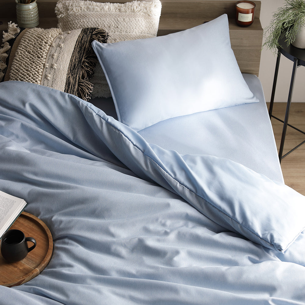 なめらかピーチスキン速乾 マットレス用カバー 3点セット シングル ライトインディゴ