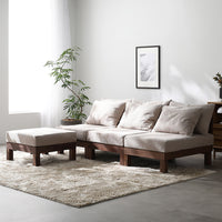 あぐらがかけるユニットソファ『Sven スヴェン』3人掛けソファ+オットマン アイボリー