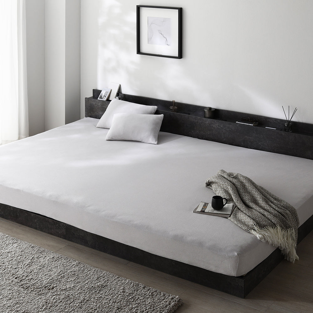 のびのび寝具セット 素材(ふっくらタオル) 『Palmoa パルモア』 ボックスシーツ+枕カバー ファミリーサイズ ライトグレー