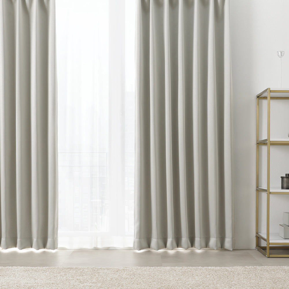 届いてすぐ使えるカーテンセット 「1級遮光カーテン」+「高機能ミラーレスカーテン」 ライトグレー