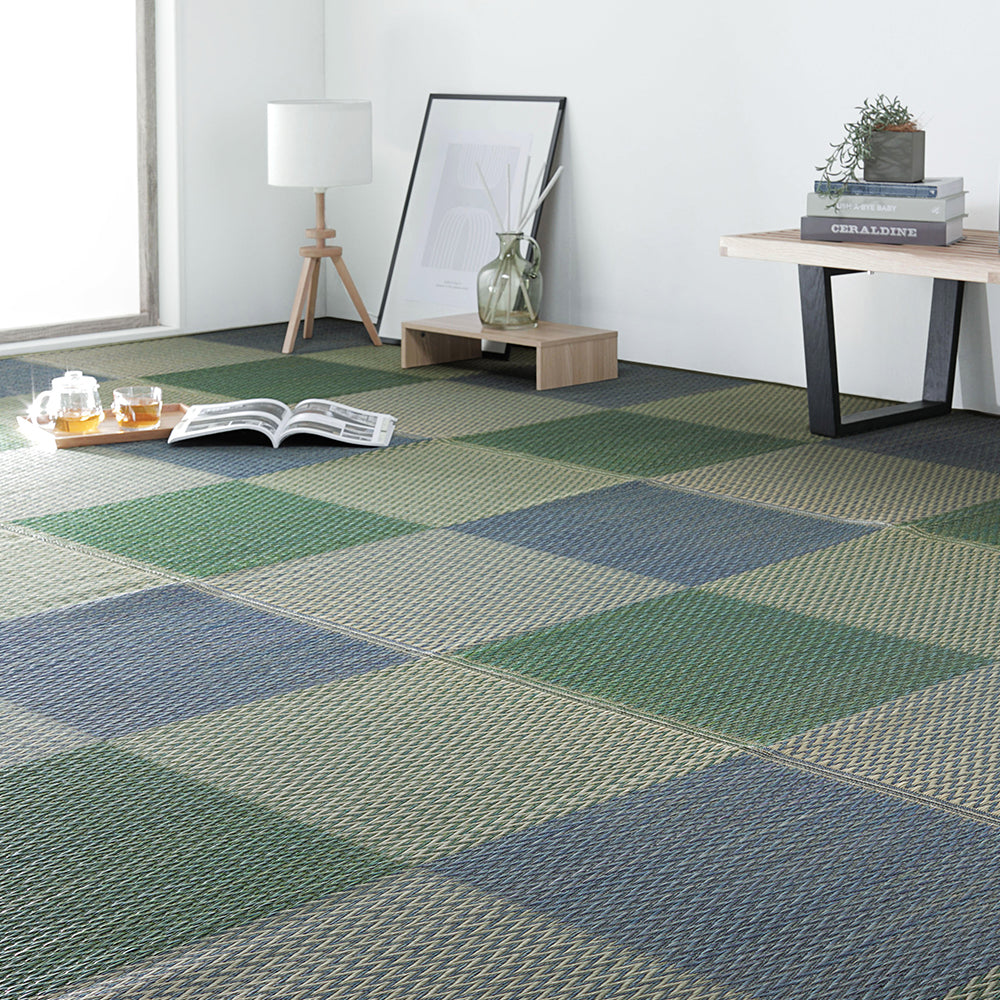 い草 ラグ カーペット 抗菌防臭 【江戸間】ブルー