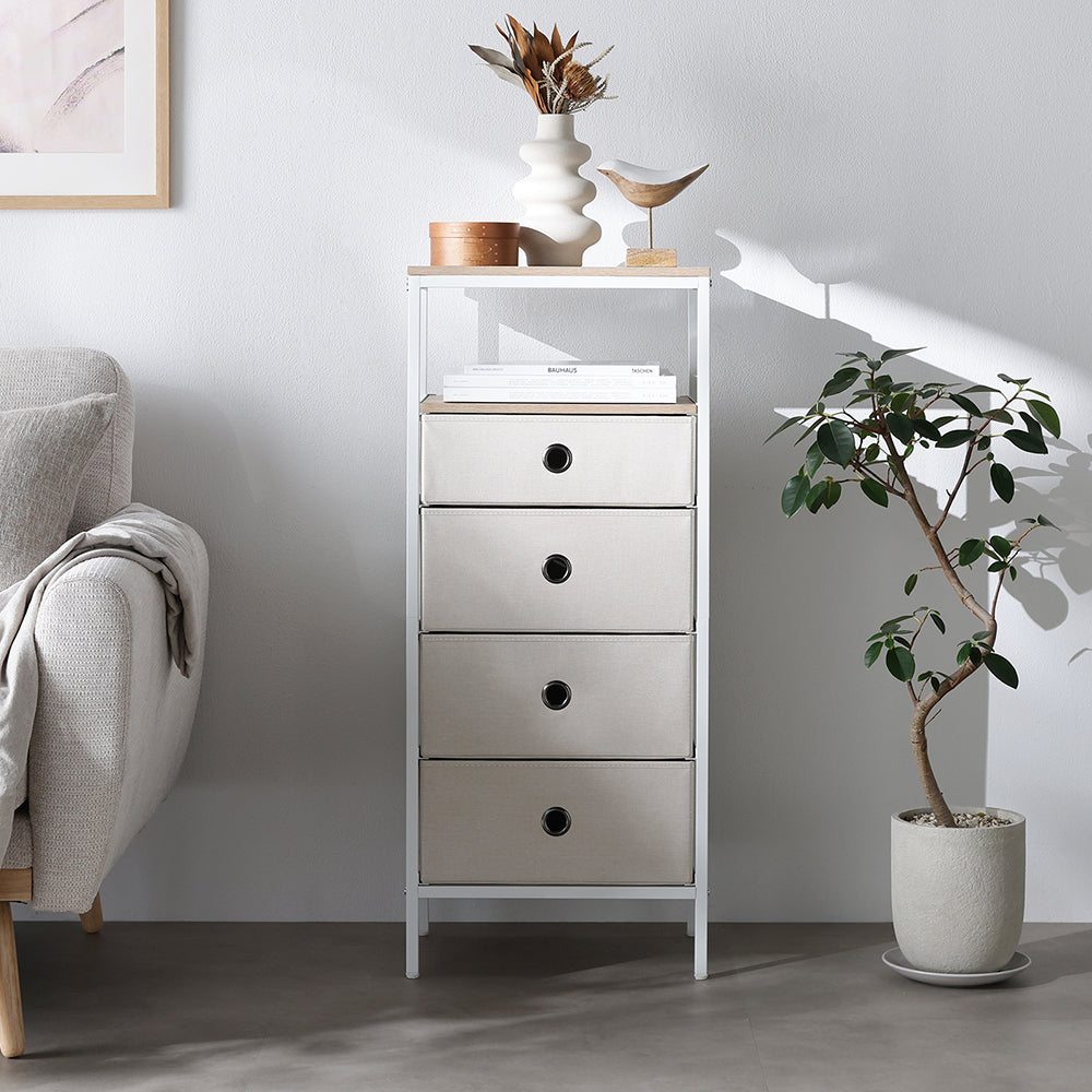 ファブリックチェスト 『Funo フーノ』 幅40cm 5段 アイボリー