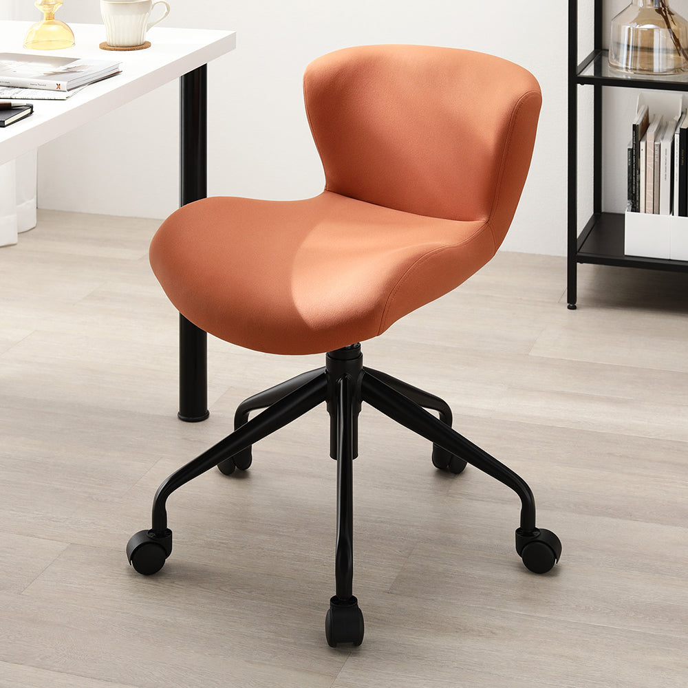 デスクチェア 『Luona ルオナ』 オレンジ(ブラック脚) スエード調生地