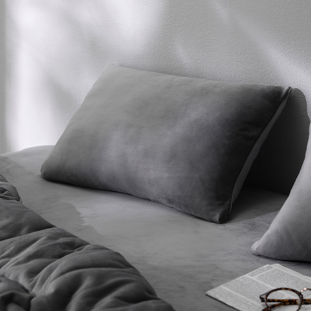 のびのび枕カバー 単品 暖かベロア『Velmoa ベルモア』チャコールグレー