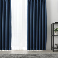 届いてすぐ使えるカーテンセット 幅100cm「1級遮光カーテン(幅100cm×2枚)」+「高機能ミラーレスカーテン(幅100cm×2枚)」(計4枚) ミッドナイトネイビー