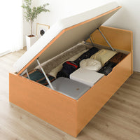 【組立設置サービス付き】日本製 ガス圧跳ね上げベッド(フラットヘッド・横開き)ショート丈:ナチュラル