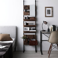 突っ張りウォールラック(ミラー・フック付き)『Takk タック』 幅45cm ブラウン×ブラック