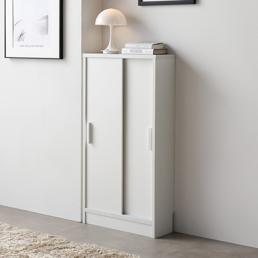 引き戸 キャビネット カウンター下収納 『Ecart エカート』 約幅45×奥行16cm ホワイト