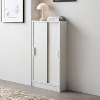 引き戸 キャビネット カウンター下収納 『Ecart エカート』 約幅45×奥行16cm ホワイト(木目なし)