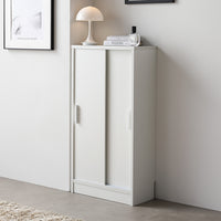 引き戸 キャビネット カウンター下収納 『Ecart エカート』 約幅45×奥行21cm ホワイト(木目なし)