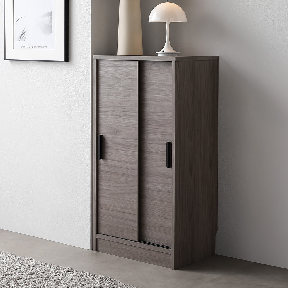 引き戸 キャビネット カウンター下収納 『Ecart エカート』 約幅45×奥行30cm グレージュ