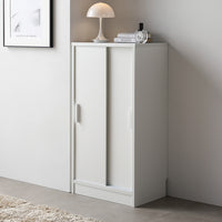 引き戸 キャビネット カウンター下収納 『Ecart エカート』 約幅45×奥行30cm ホワイト(木目なし)