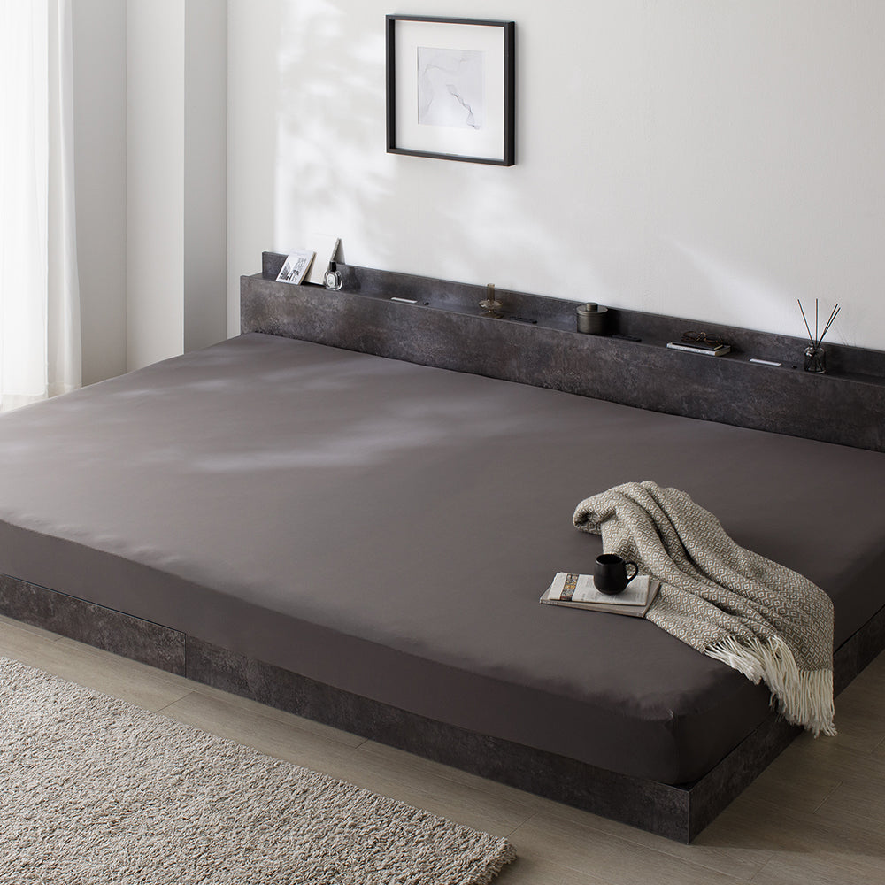 のびのびボックスシーツ 単品 素材(すべすべニット) 『Palmoa パルモア』 ファミリーサイズ チャコールグレー