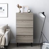 脚付きチェスト 『Stova ストーヴァ』 異素材MIX 大容量 ワイド4段 幅60cm グレージュ