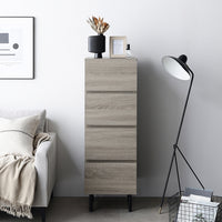 脚付きチェスト 『Stova ストーヴァ』 異素材MIX 大容量 スリム4段 幅40cm グレージュ