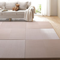 市松柄くすみカラー い草風 置き畳 ユニット畳【単色市松】82cm幅 4枚セット ピンク