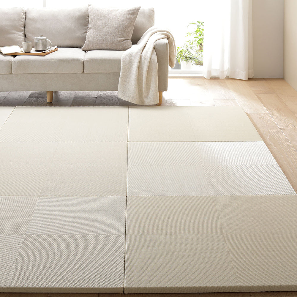 市松柄くすみカラー い草風 置き畳 ユニット畳【単色市松】82cm幅 アイボリー